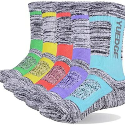 YUEDGE 5 paires de chaussettes de sport pour femmes randonnée respirantes imperméables chaussettes de randonnée à bulles