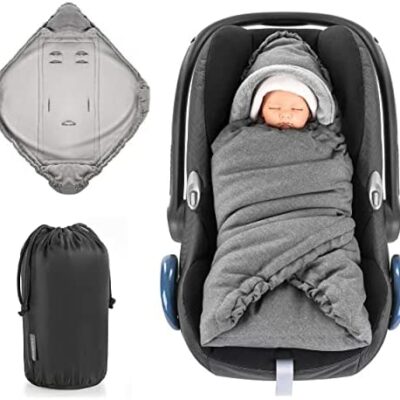 Zamboo - Couverture enveloppante pour bébé pour le confort et les bases du berceau - Convient aux sièges auto avec harnais 3 points - Rembourrage en laine chaude et douce - Gris