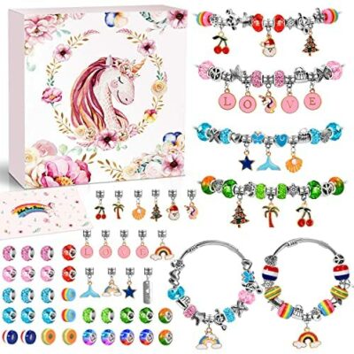 ZOOI Cadeaux Filles 5-12 Ans, Bijoux Artisanat Filles, Cadeaux Pour Filles, Jouets Filles Enfants, Kit Bracelet Charme DIY, Jouets De 5, 6, 7, 8, 9, 10, 11, 12 Ans Filles