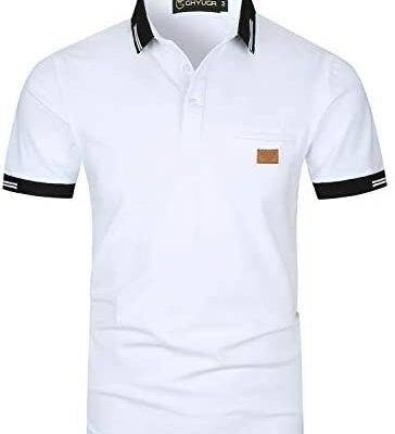 GHYUGR Polo à manches courtes pour homme T-shirt décontracté Slim Fit Contrast Top S-XXL