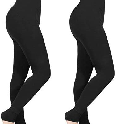 Emooqi Winter Leggings longs pour femmes, lot de 2 leggings taille haute, leggings chauds et doux doublés de polaire, pantalons stretch pour femmes, taille unique, noir + bleu marine + gris