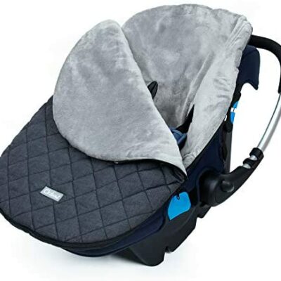 Orzbow Housse de siège de voiture universelle pour bébé, housse de pied confortable pour poussette, sac de couchage chaud et court en peluche pour enfant, imperméable et coupe-vent (gris foncé)