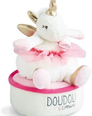 Doudou et Compagnie - Doudou Boîte à Musique Fille - Lucie La Licorne - 17 cm - Rose - DC3316