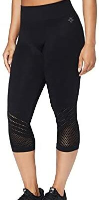 Marque Amazon - AURIQUE Legging de Sport Court Sans Coutures Femme