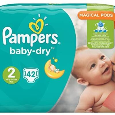 Pampers Baby Dry Taille 2, 3–6 kg, 42 couches, 4 paquets (4 x 42), 1 paquet = 1 dose de vaccin