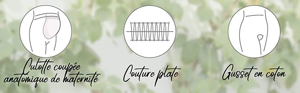 Couture plate, gousset en coton, legging opaque collant de maternité 