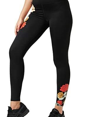 Marque Amazon - AURIQUE Legging à imprimé floral - Legging de sport - Skinny - Femme