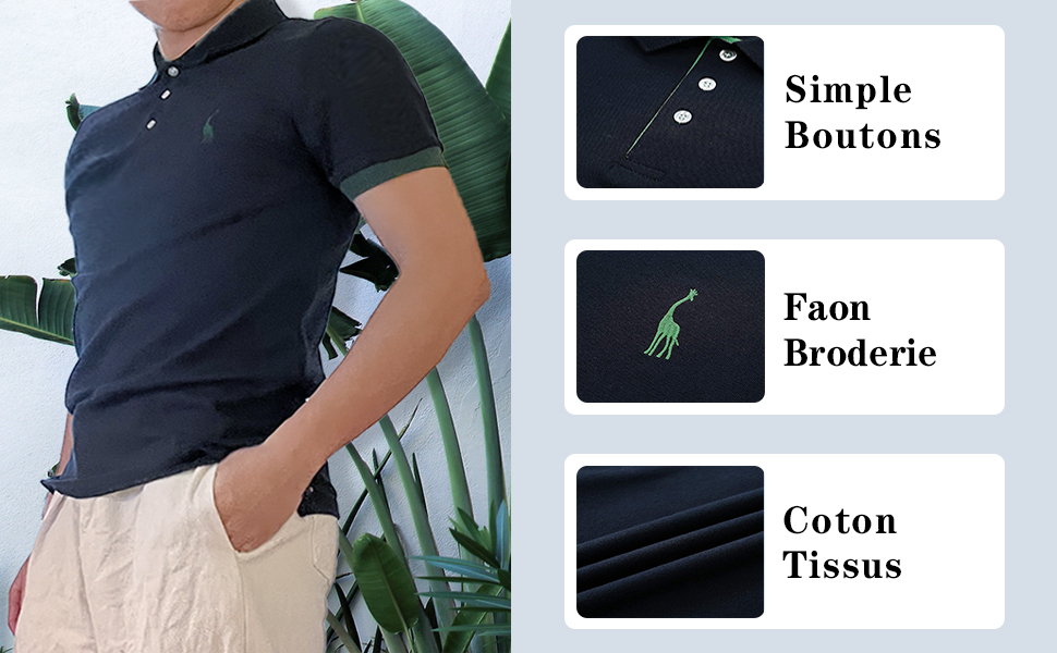 LIUPMWE Polos à la mode pour hommes à manches courtes Polos décontractés en coton Tennis