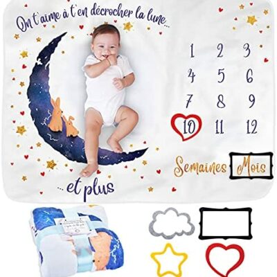 Baby Step Blanket French | High Resolution Stock Photo | CLIPARTO Baby Boy or Girl Moon Blanket, Unisex | SHOPBOP Custom Baby Shower Blanket | Moon Theme | Soft Thick | Cover Image |