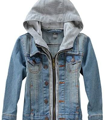 FTCayanz Veste en jean pour enfants Garçons ou filles Veste à capuche décontractée