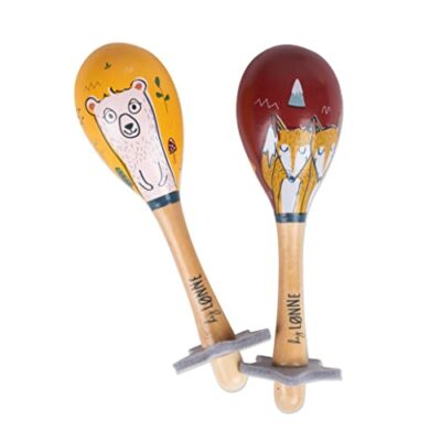 HEJ LØNNE hochet en bois lot de 2 - maracas enfants - instrument de musique en bois pour favoriser la motricité, la coordination et le comportement social - hochet en bois bébé - jouet pour enfant