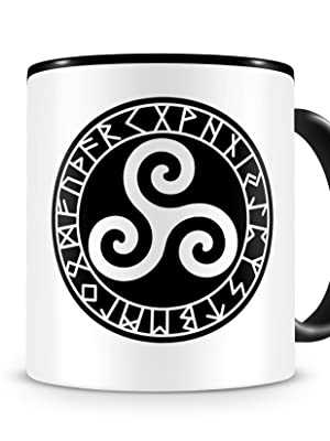 Rune Mug Noir cadeau parfait pour les fans de Viking Teutons Viking et Celtes Futhark Triskele