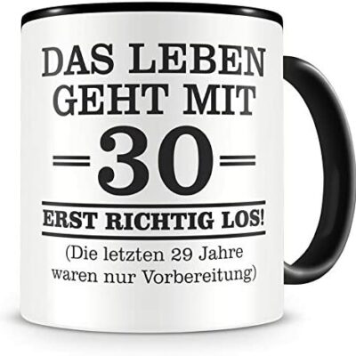 Mug Samunshi® avec dicton cadeaux drôles pour 30e anniversaire homme femme grand-mère grand-père idées cadeaux d'anniversaire pour 30e anniversaire noir