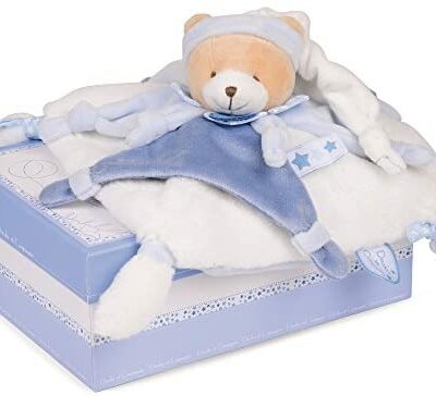 Doudou et Compagnie - Ourson Haricot Lentille - 17 cm - Bleu - Petit Chou - Cadeau Anniversaire - DC2716