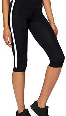 Marque Amazon - AURIQUE Legging de Sport Capri avec Bandes Latérales Femme