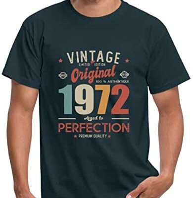 Spreadshirt® 1972 Vintage 50e Anniversaire Cadeau Humour Noir T-shirt Homme