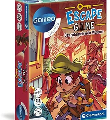 Clementoni 59227 Escape Game - Le Musée Mystérieux, jeu de société pour énigmes et puzzles, comprenant des cartes indices et des accessoires, idéal comme cadeau, jeu familial à partir de 8 ans