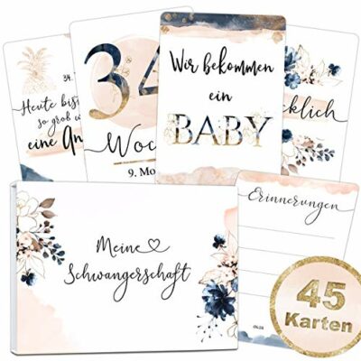 40 + 1 cartes jalons de grossesse pour bébé Golden Glamour Splash cartes jalons coffret cadeau + coffret cadeau belle idée cadeau pour nouveau-né mère, fête prénatale