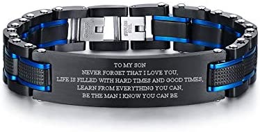 Acier inoxydable VNOX sur mon fils/père, BF/mari, bracelet inspirant courage, bracelets à maillons pour hommes, cadeaux d'anniversaire pour fils, BF, mari, père