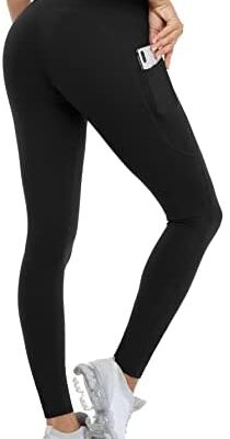 Anwell Legging de sport/yoga 7/8 pour femme avec poche et taille haute