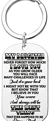 BCughia Cool porte-clés en acier inoxydable Dog Tag gravé mon fils fille je t'aime maman papa