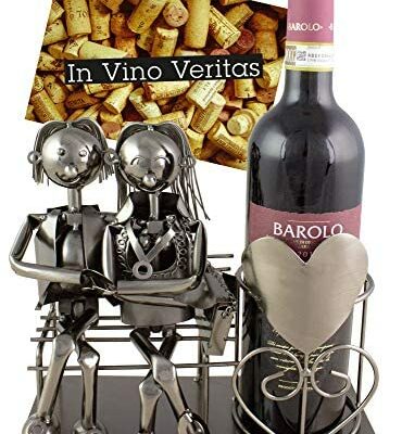 BRUBAKER Porte-bouteille de vin Couple d'amoureux sur un banc Cadeau de sculpture en métal