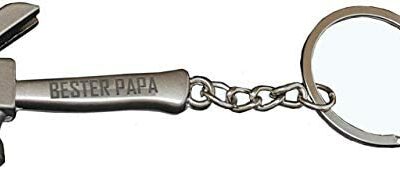 Cadeau pour papa : Marteau gravé, porte-clés pour les pères « Bester Papa – Du bist die Hammer », cadeau d'anniversaire spécial pour homme.