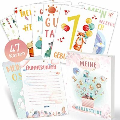 Cartes jalons bébé, cartes jalons filles garçon livre de mémoire cadeau baptême cadeaux cartes photo pour naissance, futur papa maman, baby shower, idée cadeau de baptême allemand