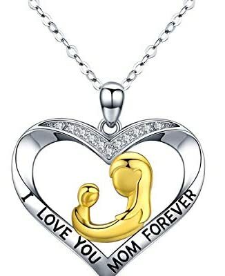 Chaîne coeur amour enfant 925 argent sterling fille chaîne mère tenir enfant main pendentif collier mère fille bijoux fête des mères cadeau pour maman fille fils enfants