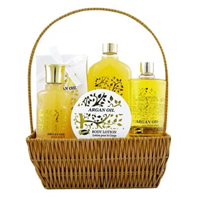 Ensemble de bain à l'huile d'argan brillant Paniers-cadeaux 5 pièces (lot de 1 x 1,36 kg)