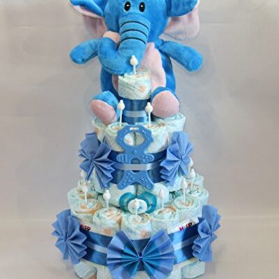 Gâteau de couches - Petit gâteau de couches avec éléphant "Beißkatzen" (bleu)