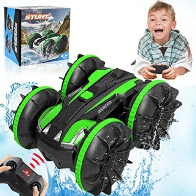 Jouets pour garçons de 5 à 10 ans Voiture télécommandée amphibie RC pour enfants Télécommande 2,4 GHz Rotation à 360 ° Hors route Étanche 4WD Véhicule télécommandé Cadeaux d'anniversaire de Noël