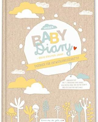 Journal de bébé pour la 1ère année, journal de bébé à saisir avec les étapes de développement pour la première année de vie, cadeau de naissance pour garçons & filles, couverture rigide premium A5