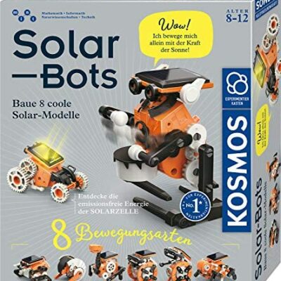 KOSMOS Robots Solaires, Construisez 8 Modèles Solaires, Kit Robot avec Cellule Solaire à Énergie Solaire avec Moteur, Boîte d'Expérimentation pour Enfants de 8 à 12 Ans, Jouet Technique avec Énergie Renouvelable