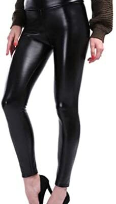 Minetom Legging en similicuir sexy taille haute pour femme