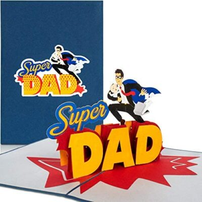 PaperCrush® Super Dad Pop-Up Card - Carte d'anniversaire 3D amusante pour le meilleur papa du monde - Carte de voeux pour anniversaires, baby showers - Cadeau pour papa