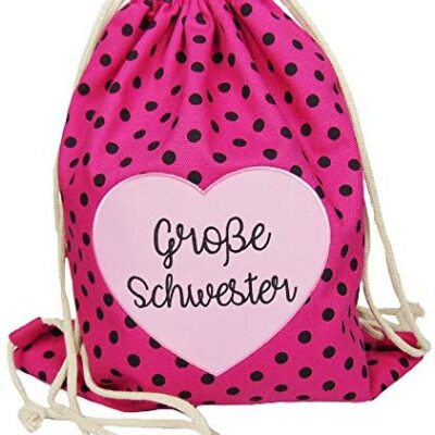 Partybob kids sac à dos grande soeur avec coeur (rose à pois)