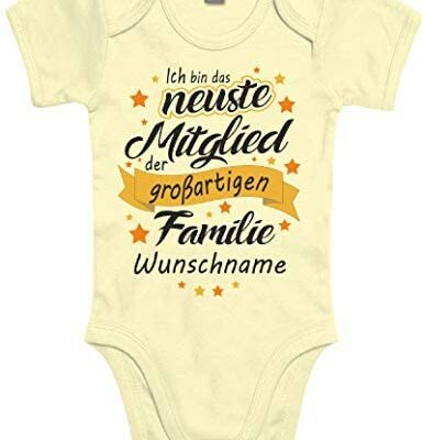 Shirtoo Body bébé individuel "Je suis le nouveau membre de cette famille géniale" (en allemand pour : je suis le nouveau membre de cette famille géniale) - pour garçons et filles comme cadeau de naissance/premier bébé.