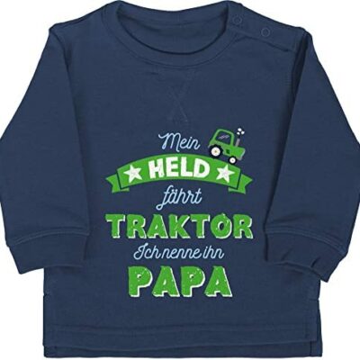 Shirtracer - Cadeau fête des pères papa fille & fils bébé - Mon héros conduit un papa tracteur - pull bébé