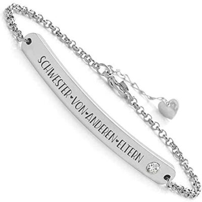 Sky Whisperer Bracelet de gravure pour femme avec choix de la famille et des amis disant [German Language]Bracelet d'amitié, Argent, Or, Or rose, Bijoux en acier inoxydable, Bracelets pour femme, Idée cadeau, Argent