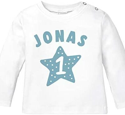 T-shirt à manches longues pour bébé SpecialMe® avec nom et numéro 1 pour le premier anniversaire motif étoile chemise d'anniversaire garçon/fille