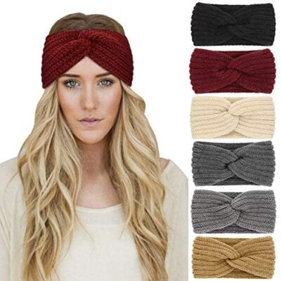 DRESHOW 6 pièces bandeau femmes bandeau hiver tricot bandeau cache-oreilles chaud noué élastique bandeau