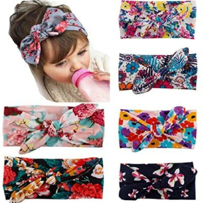 SHINEstyle Lot de 6 bandeaux élastiques à fleurs pour bébé fille