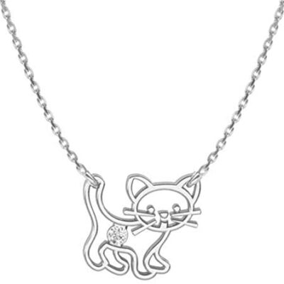 Papillon enfants filles mince 925 chaîne en argent Sterling amoureux des chats longueur réglable emballage cadeau cadeau