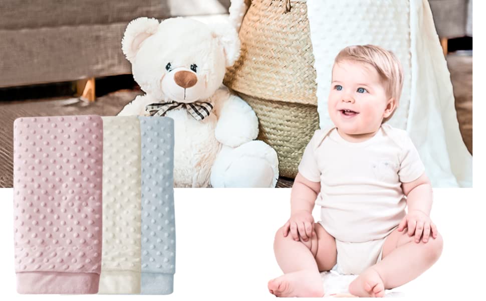 Couverture Bébé Garçon Vison Rose Bleu Crème