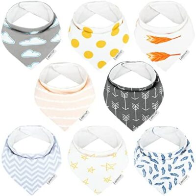 JARITTO Lot de 8 bavoirs triangulaires pour bébé garçons filles bavoirs bandana anneau de dentition coton salive serviette doux absorbant nouveau-né cadeaux nouveau-né bébé tout-petit (série 1)