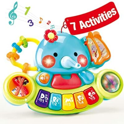 Jouets de piano pour bébé de 6 mois avec 7 aires de jeux, cadeaux de jouets musicaux pour bébé 6 9 12 mois nouveau-nés filles garçons, jouets multifonctions pour 1 an