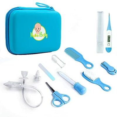 KAILEXBABY Coffret de soin nouveau-né, trousse de toilette bébé, 10 accessoires bébé garçon, cadeau de naissance (Bleu)