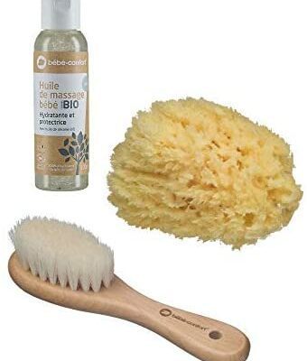 Bébé Confort Coffret Nouveau-Né Soin Bébé/Bébé Sain Huile de Massage Bio + Éponge Naturelle + Brosse en Bois 3107203300