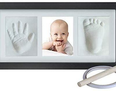 Cadre d'empreinte de bébé, kit d'empreinte de main de bébé pour liste de naissance, décoration murale ou de table souvenir mémorable (noir)